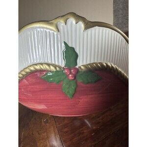 Fitz And Floyd‎ Old Tyme Christmas Ceramic Bowl Holiday Home Decor 1989 Vintage
